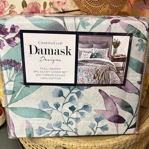 Charter Club Damask Designs Full/Queen 3 Pc Duvet Cover Set New With Tag